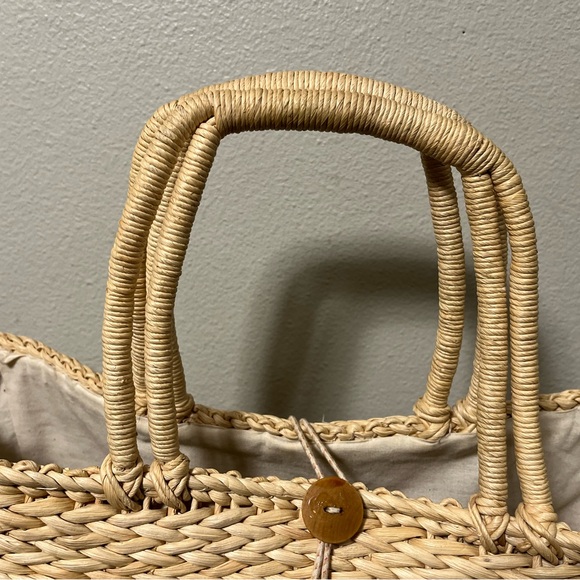 Vintage Woven Straw Raffia Boho Beach Style Shoulder Tote Bag India - Picture 3 of 9